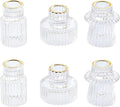 Vixdonos Taper Glass Candlestick Holders Tealight Candle Holders for Table Centerpieces, Wedding Decor and Dinner Party (6 Pcs, Gold Rim Clear)