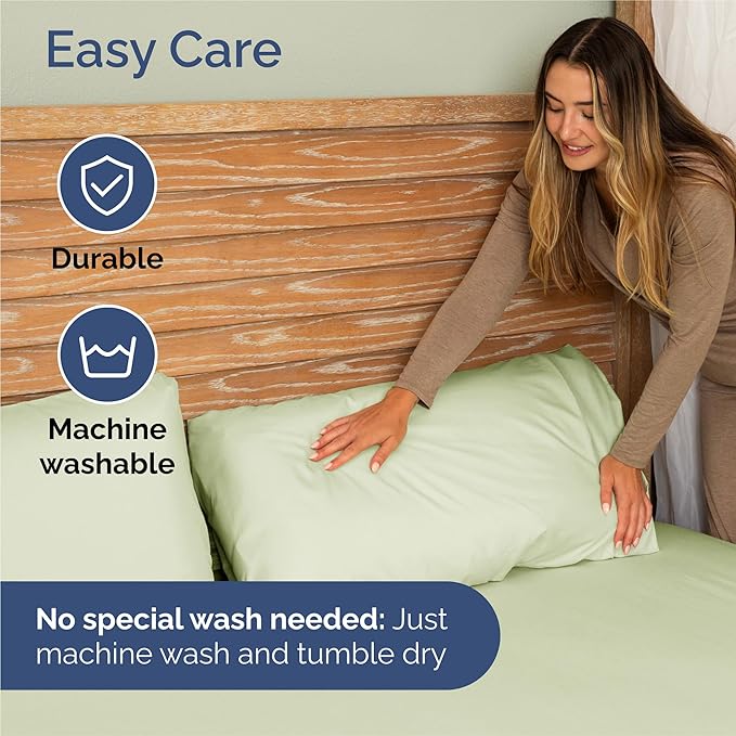 Cal King 6 Piece Sheet Set - Comfy Breathable & Cooling - Soft Hotel Luxury Bedding Set with 8-16 Inch Deep Pockets - 1 Flat & 1 Fitted Sheet & 4 Pillowcases - Wrinkle Free & Easy Care - Light Sage