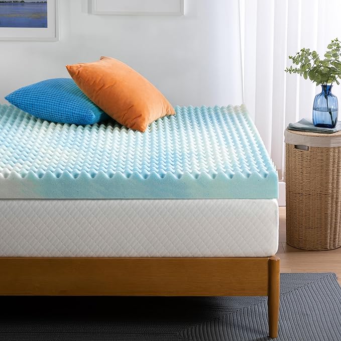 ZINUS 4 Inch Swirl Gel Cooling Memory Foam Mattress Topper, Smaller, More Convenient WonderBox Packaging, Cooling, Airflow Design, CertiPUR-US Certified, Queen