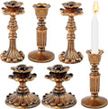 Suclain 6 Pcs Vintage Candlestick Holders Taper Resin Candle Holder Retro Antique Candle Holder Floral Decorative Candlesticks for Wedding Anniversary Table Centerpieces Fireplace Home Decor(Bronze)