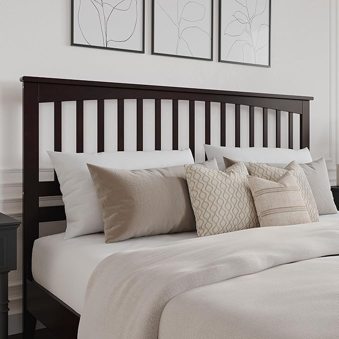 AFI, Mission King Solid Wood Headboard with Attachable Charger, Espresso