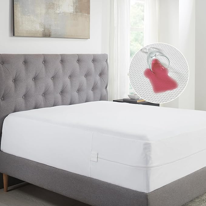 California Design Den 100% Waterproof Zippered Mattress Encasement Twin XL - 6 Sided Protection - Premium Quality, Breathable and Durable Twin XL Mattress Cover (White)