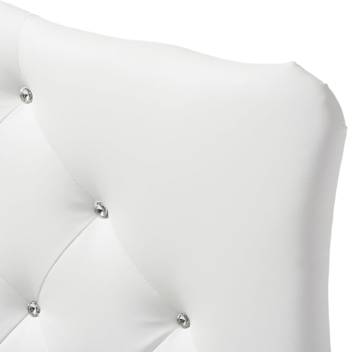 Baxton Studio Rita Modern and Contemporary White Faux Leather Upholstered Button-Tufted Scalloped Twin Size Headboard