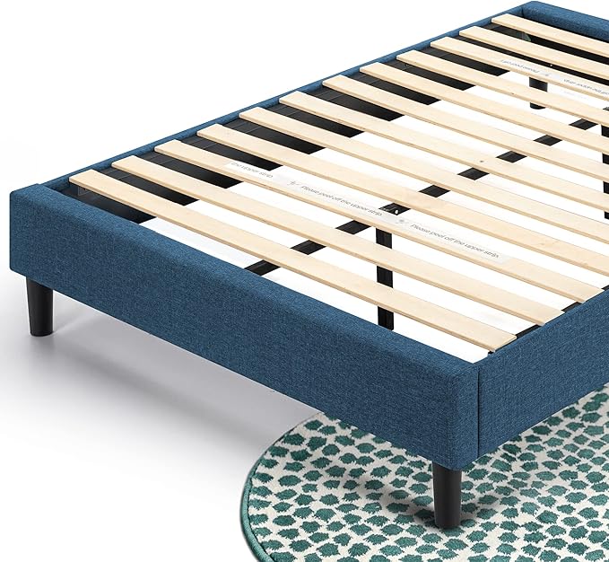 ZINUS Curtis Upholstered Platform Bed Frame, Mattress Foundation, Wood Slat Support, No Box Spring Needed, Easy Assembly, Full, Navy