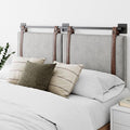 Nathan James Harlow Modern Wall Mount Hanging Headboard, Queen, Gray with Brown Faux Leather Straps