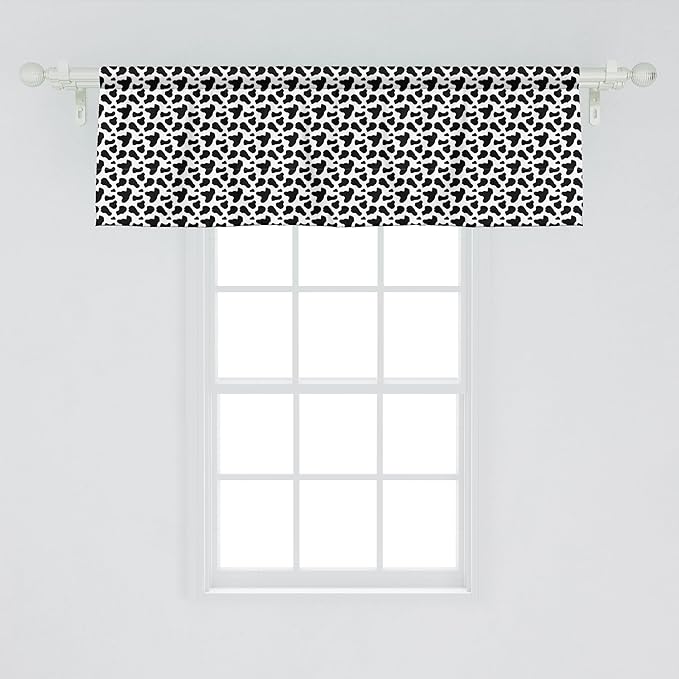 Ambesonne Cow Print Window Valance Pack of 2, Animal Hide Pattern Spots Farm Life Cattle Camouflage Animal Skin, Rod Pocket Curtain Valances for Kitchen Bedroom, 54" X 18", Charcoal Grey White