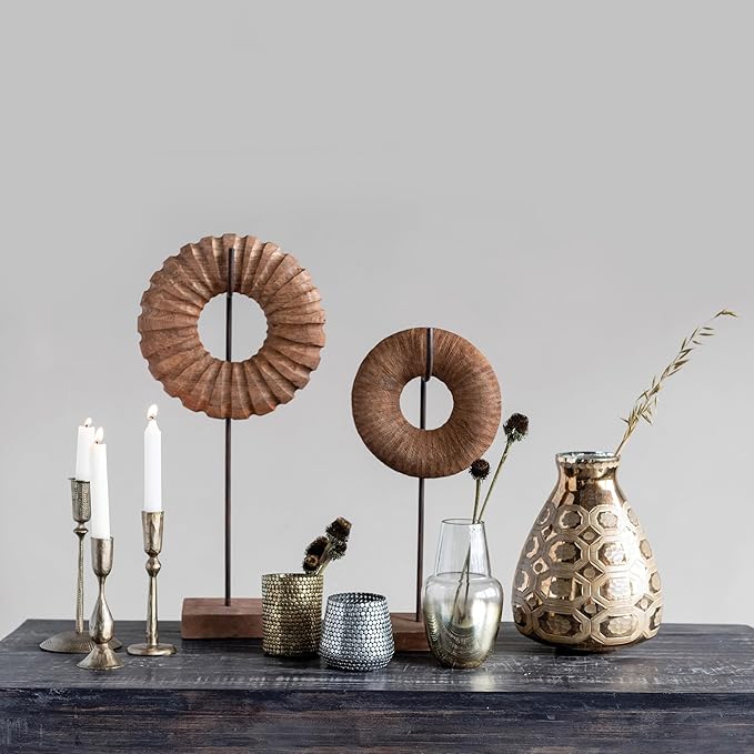 Creative Co-Op Hand-Forged Hammered Metal Taper, Antique Brass Finish Candle Holder