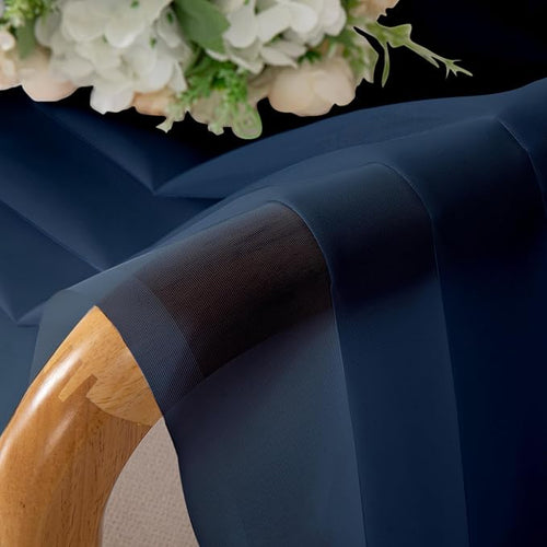 Aiyufeng Navy Blue Sheer Curtains 63 inch Length 2 Panels Set, Sheer Blue Curtains for Bedroom and Living Room, Light Filtering Dual Rod Pocket Voile, Each 40 Width by 63 Length