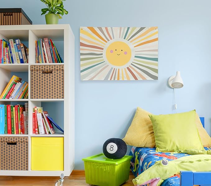 Boho Rectangular Banner Flag Wall Sign Decor Gift for Baby Boy Girl Kids,Nursery Baby Room Above Crib Bedroom Playroom Living Room Wall Decor-Sun Theme-Baby,Shower Birthday Christmas Gift