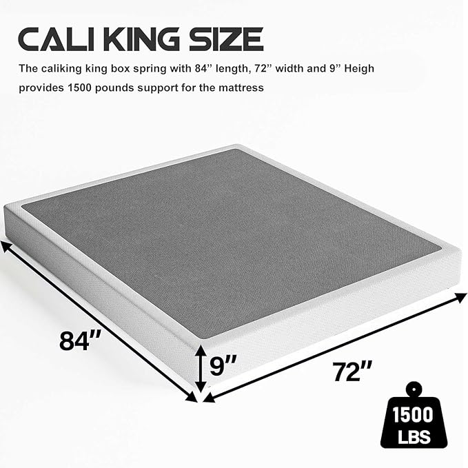 ZIYOO California King Box Spring and Cover, 9 Inch High Profile Easy Assembly,Mattress Foundation/Heavy Duty Metal Steel Structure/Quiet Noise-Free Accessory