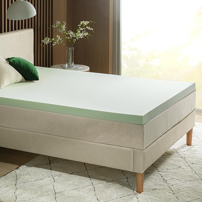 ZINUS 3 Inch Green Tea Memory Foam Mattress Topper, Smaller, More Convenient WonderBox Packaging, Pressure-Relieving Layers, CertiPUR-US Certified, Full