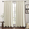 RYB HOME Living Room and Dining Room Curtains and Drapes Linen Sheer, Light Filtering Curtains 108 inches Long, Weave Textured/Rod Pocket, Cream Colored, W 52 x L 108 inches, 2 Panels Set