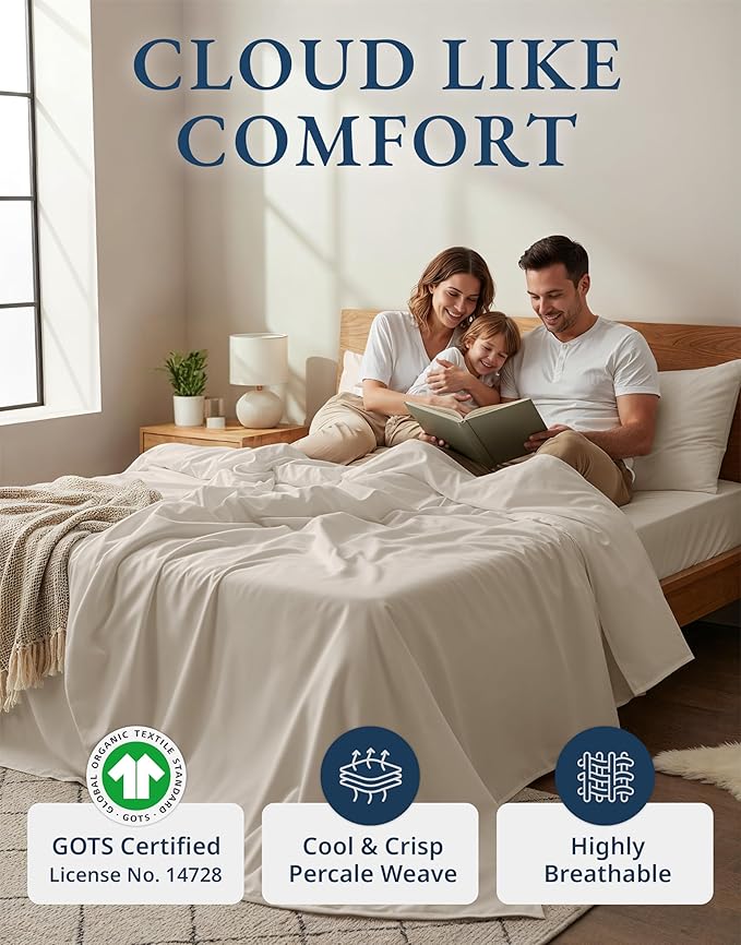 LANE LINEN Twin Bed Sheets, 100% Organic Cotton Sheets Twin Size, 3Pc Twin Bed Sheet, Hotel Quality Bed Sheet Set, Bedding Sheet & Pillowcases, Deep Pockets Upto 15" - Glacier Grey