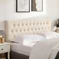 Tufted Upholstered Headboard Twin Size, Solid Wood Head Board with Durable Metal Legs, Adjustable Height Twin XL headboard from 37” to 51” Fabric Headboard in Modern Button Design, Beige