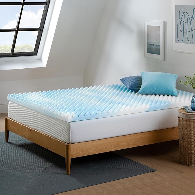 ZINUS 2 Inch Swirl Gel Cooling Memory Foam Mattress Topper, Smaller, More Convenient WonderBox Packaging, Cooling, Airflow Design, CertiPUR-US Certified, Twin