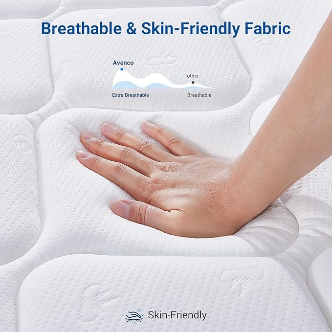 Avenco King Mattress, 14 inch King Size Mattress with Smarts™ Coil Individual Pocket Spring for Silent Sleep and Strong Edge Support, CertiPUR-US Certified, Mattresses in a Box
