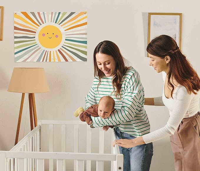 Boho Rectangular Banner Flag Wall Sign Decor Gift for Baby Boy Girl Kids,Nursery Baby Room Above Crib Bedroom Playroom Living Room Wall Decor-Sun Theme-Baby,Shower Birthday Christmas Gift