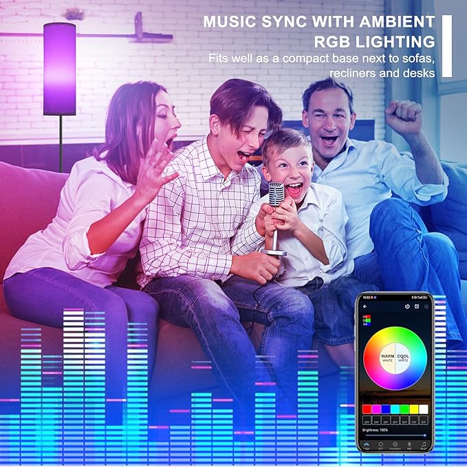 FRIDEKO HOME 2 Pack Floor Lamps for Living Room, Dimmable Colors Temperature & Brightness, Modern Floor Lamp with Remote, Tall Standing Lamps for Living Room Bedroom Office, White Shade 9W Smart Bulb