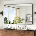 TETOTE 55 x 36 Black Bathroom Mirror Large Black Mirrors for Wall Decor, Metal Frame, Tempered Glass, Modern Farmhouse Wall Mounted Mirror for Decorative(Horizontal/Vertical)