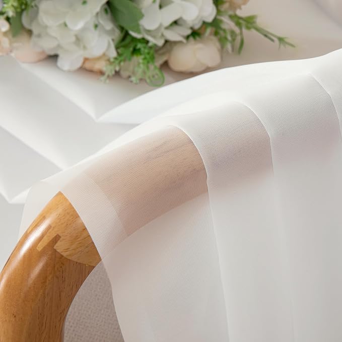 Aiyufeng Beautiful Sheer Curtains for Living Room, Chic Sheer Curtains Window Treatment Semi Sheer Privacy Drapes for Farmhouse/Cottage, W40 x L72, Ivory, 1 Pair