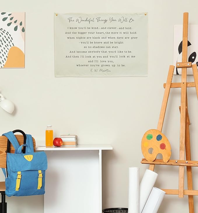 Boho Rectangular Banner Flag Wall Sign Decor Gift for Baby Boy Girl Kids,Nursery Classroom Baby Room Bedroom Living Room Office Dorm Decor-the Wonderful Things-Birthday Christmas Gift