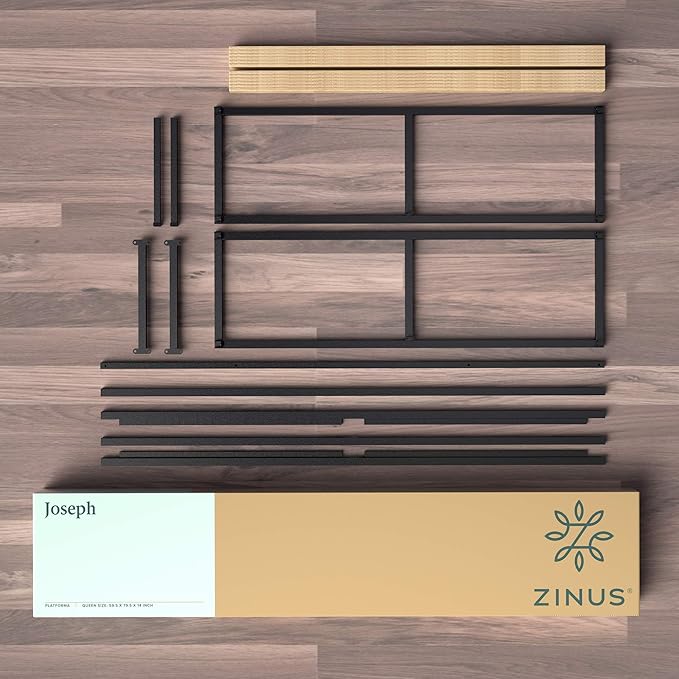 ZINUS Joseph 14" Metal Platforma Bed Frame, Mattress Foundation, Wood Slat Support, No Box Spring Needed, Sturdy Steel Structure, Queen