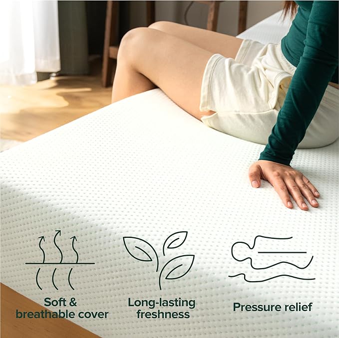 ZINUS 6 Inch Full Green Tea Memory Foam Mattress [New Version], Fiberglass free, Medium Firm Feel, Zoned Pressure Relief, Certified Safe Foams & Fabric, Mattress in A Box