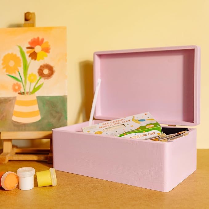 Large Pink Wooden Box Storage with Hinged Lid | 11.8 x 7.87 x 5.51 inches (+-0.5) | Gift Box Kitchen Storage | Product NOT Intended for 15 Years OR Below