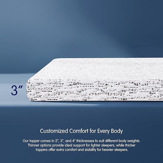 Subrtex Memory Foam Mattress Topper Twin, 3 Inch Mattress Topper for Pressure Relieving, Soft Breathable Single Bed Toppers Mattress Pads with Removable Washable Cover