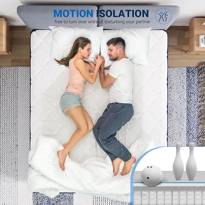 Avenco Full Size Mattress, 12 Inch Full Mattresses in a Box, Hybrid Mattresses with Comfort Foam and Pocket Coils for Pressure Relief, Motion Isolation