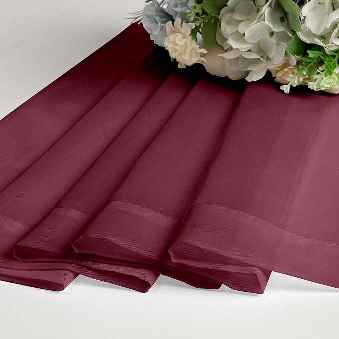Aiyufeng 2 Piece Burgundy Sheer Curtains 84 Inch Length, Light Filtering Kitchen Curtain for Bedrrom/Living Room/Kitchen Window, Voile Top Dual Rod Pocket, 2 x 40 W x 84" L