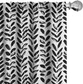 Ambesonne Black and White Window Curtains Pack of 2, Modern Grunge Botany Motif Monochrome Brush Paint Style Strokes, Lightweight Set with Rod Pocket, 4 Panels of - 28" x 63", White and Black