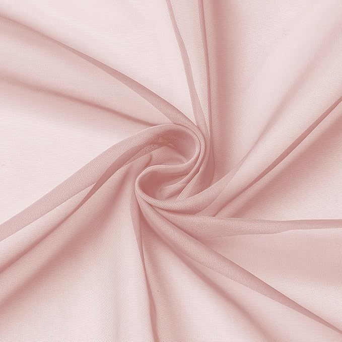 Aiyufeng Blush Pink Sheer Curtains 45 Inch Length 2 Panels Set, Light Filtering Airy Rod Pocket Light Pink Window Curtain Treatment Drapes for Kitchen Bedroom Living, Each 42Wx45L Inches
