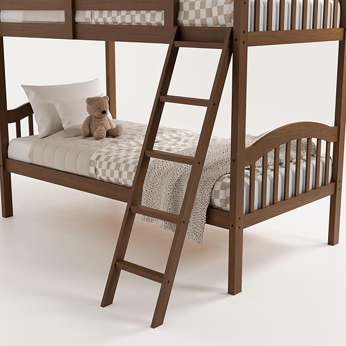 Storkcraft Long Horn Twin-Over-Twin Bunk Bed (Hazelnut)- GREENGUARD Gold Certified, Converts to 2 Individual Twin Beds