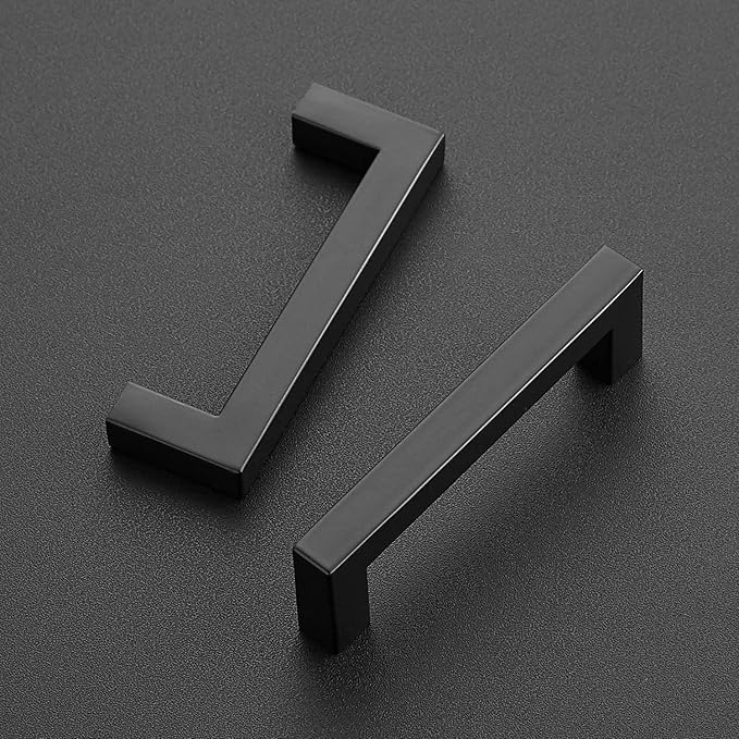 Ravinte 1 Pack Black Cabinet Pulls 3-3/4 Inch Square Kitchen Cabinet Handles Matte Black Kitchen Hardware for Drawer Pulls Drawer Handles Come with Screwdriver
