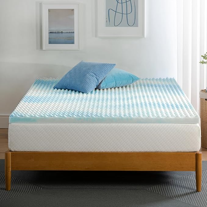 ZINUS 2 Inch Swirl Gel Cooling Memory Foam Mattress Topper, Smaller, More Convenient WonderBox Packaging, Cooling, Airflow Design, CertiPUR-US Certified, Queen