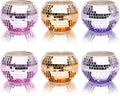 Tealight Candle Holder Set of 6, Grandient Mosaic Candle Holders Stained Glass Votive Candle Holder, Colorful Disco Ball Tealight Holder for Birthday Party, Weding Centerpieces, Home Decor