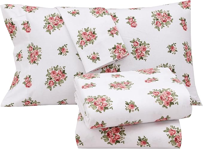 RUVANTI Flannel Sheets Queen Size - 100% Cotton Double Brushed Bed Sheets, Deep Pockets 16 Inches Queen Sheet Set, All Seasons Breathable & Extra Soft - Warm & Cozy, 4 Piece, Bali