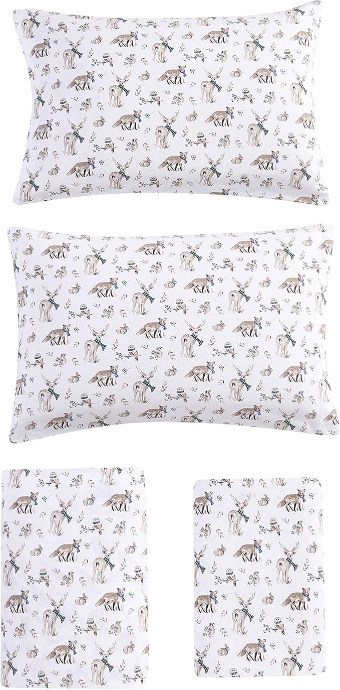 Eddie Bauer - Twin Sheets, Cotton Flannel Bedding Set, Brushed For Extra Softness, Cozy Home Decor (Woodland Friends, Twin)