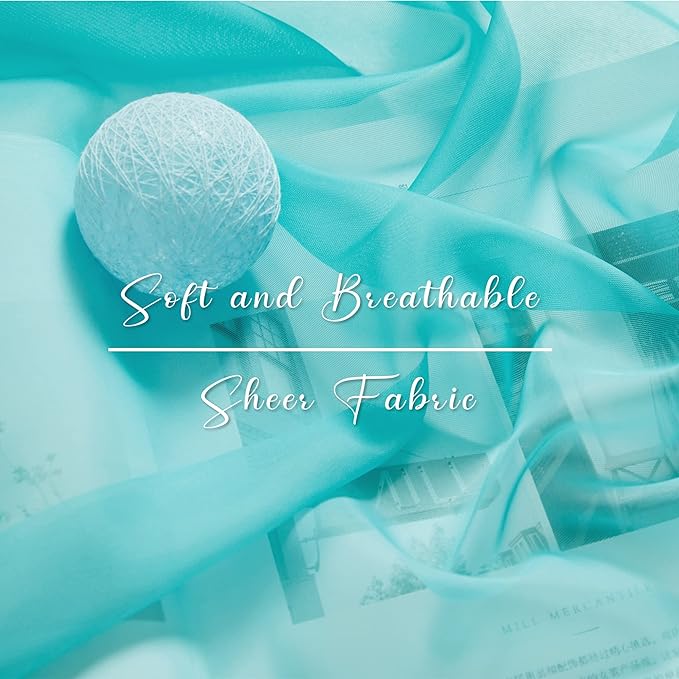 NICETOWN Teal Ombre Sheer Scarf Curtains Valances, Decorative Elegant Backdrop Voile Sheer Texture Bed Canopy for Indoor Outdoor Beach Wedding/Bed Canopy, 2 Panels, W60 x L216