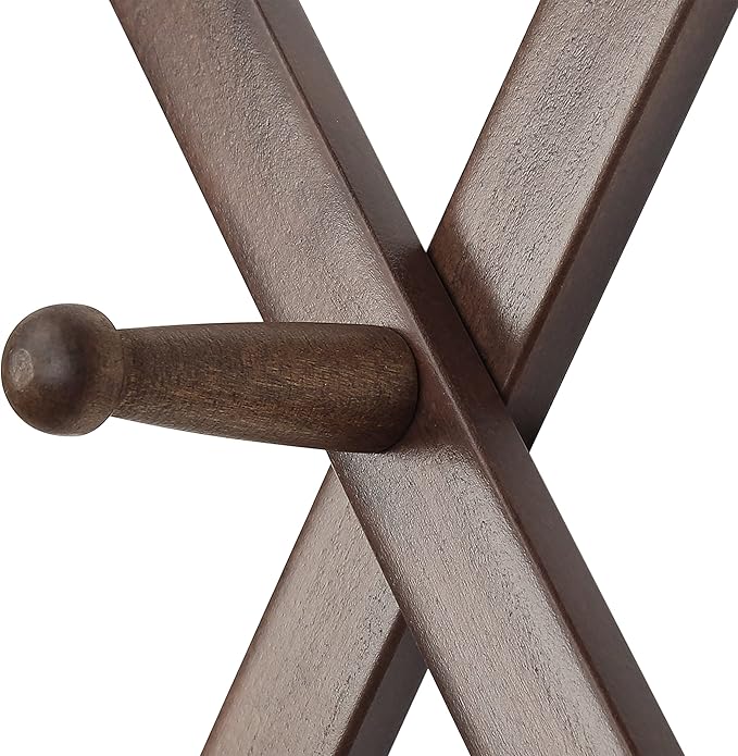 SKOLOO Accordion Wall Hanger with 28 Hooks, Modern Expandable Coat Rack Hat Rack for Wall, Solid Wooden, Walnut Color