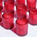 VOHO 24pcs Red Votive Candle Holders for Table Centerpiece, Ribbed Tealight Candle Holder for Christmas & Valentine's Day Decor, Vintage Glass Votive Holder for Gifts