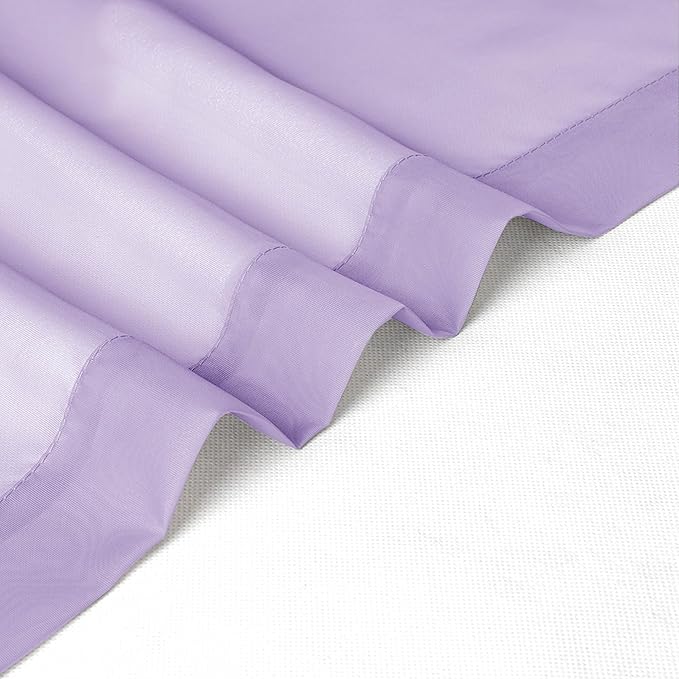 Chyhomenyc Sheer Lilac Curtains 90 inches Long 2 Panels, Light Filtering Soft Airy Solid Elegant Voile Window Treatment Drapes for Bedroom Living Room Wedding Party Decor, 42 Wx90 L Inches