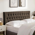 Tufted Upholstered Headboard California King, Solid Wood Head Board with Durable Metal Legs, Adjustable Height Bed headboard from 37” to 51” Fabric Headboard in Button Design, Chocolate
