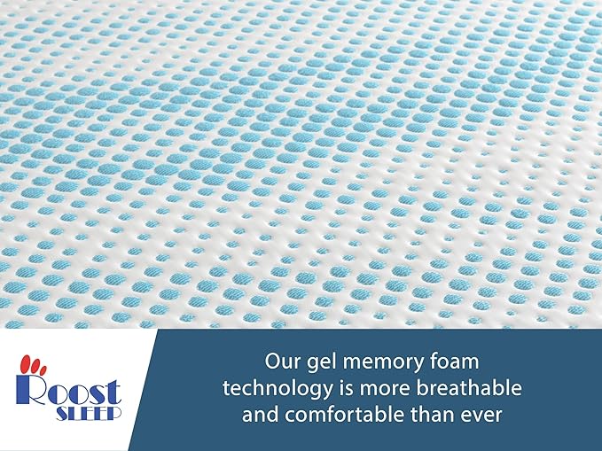 Roost Sleep Cool Cloud Supreme 3 Inch Gel Memory Foam King Mattress Topper – Cooling, Ventilated Design for Back and Pressure Relief