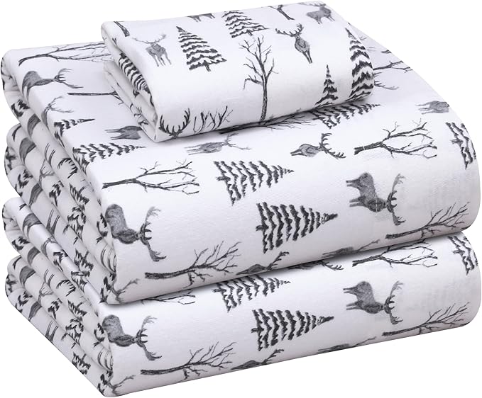 RUVANTI Flannel Sheets Twin Size - 100% Cotton Double Brushed Twin Sheets Set, Deep Pockets 16 Inches, All Seasons Breathable & Extra Soft Bed Sheets, Warm & Cozy, 3 Piece, Dry Winter