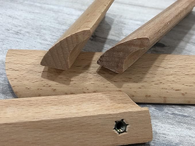 10Pcs Unfinished Wood Solid Furniture Pulls Handles, Paintable Wooden Cupboard Closet Drawer Handle Pull,L 3.54",HD 2.52"