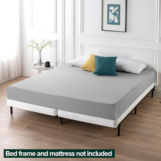 ZINUS 4 Inch Box Spring with Cover, No Assembly Mattress Foundation, Sturdy Metal Structure, Split Cal King, White