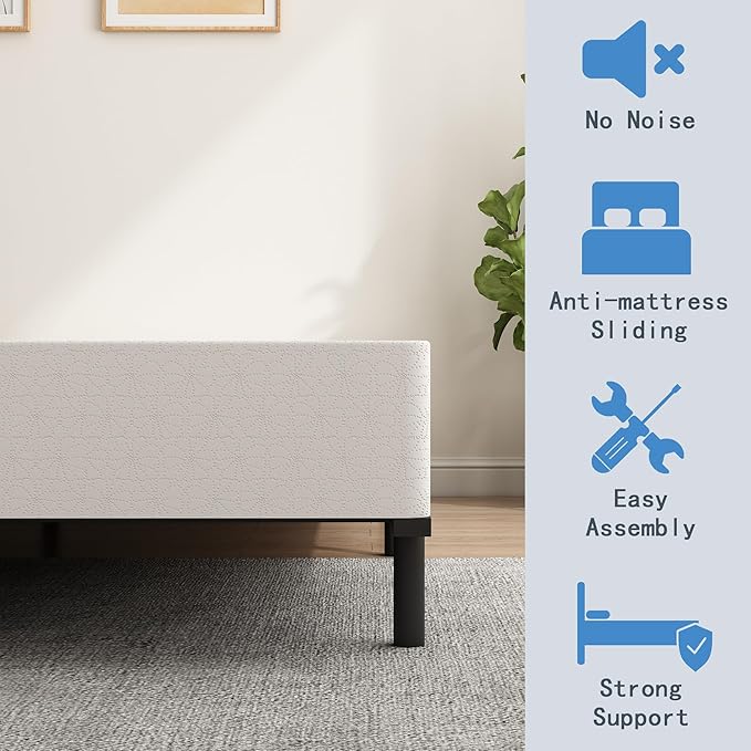 ALDRICH 5 Inch Heavy Duty Metal Box Spring Mattress Foundation 3000lbs Max Weight Capacity/Non-Slip/No Noise/Easy Assembly/Easy Clean Cover,Full