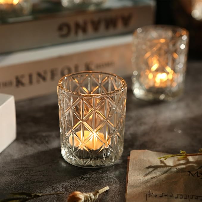 36 Pack Votive Candle Holders for Table Centerpieces, Clear Glass DIY Wax Filling Romance Tealight Candle Holders for Wedding Decor, Gift, Home Decoration（Clear,36）